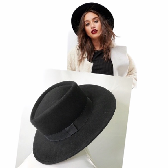 ASOS Accessories - Black Fedora wide brim felt wool hat